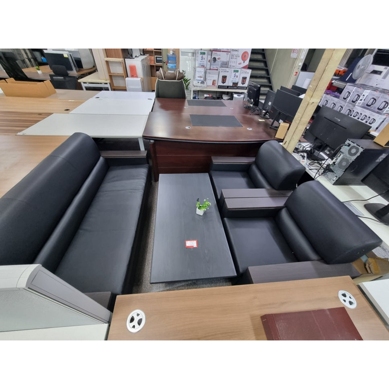 [신품입고] 3인+1인+1인 사무용 소파 + 테이블 세트